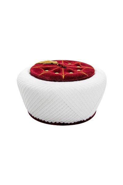 ihvan online İmam Sarık - Sultan Sarık - Sarık înfăşurat manual - Sarık înfăşurat în cruce - Catifea - Roşu Claret