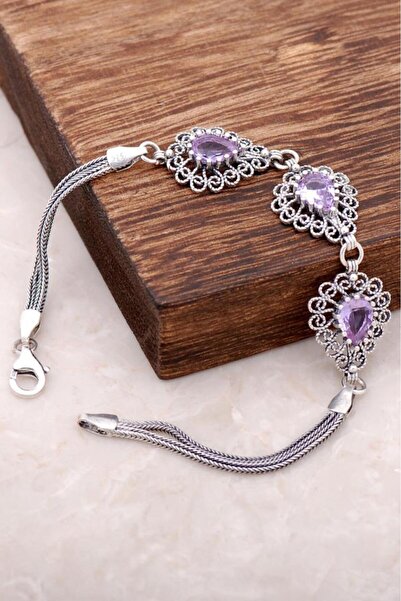 Sümer Telkari Quartz Taşlı Telkari Işlemeli Gümüş Bileklik 2954