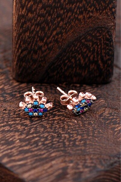 Sümer Telkari Kraliçe Tacı Rose Gümüş Küpe 2404