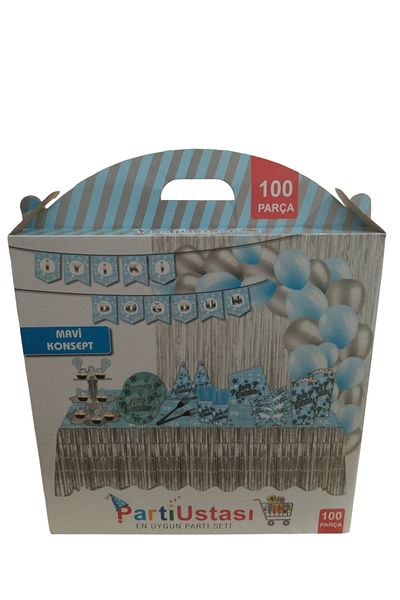 VZN Pink Blue Concept Birthday Party Set?100 Piece Party Set