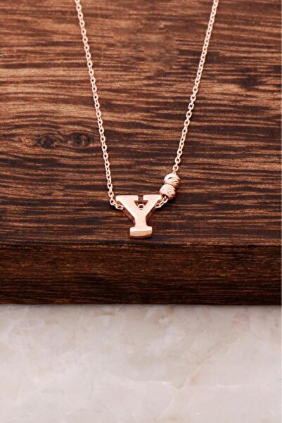 Sümer Telkari Y Harfli Tasarım Rose Gümüş Kolye 3846