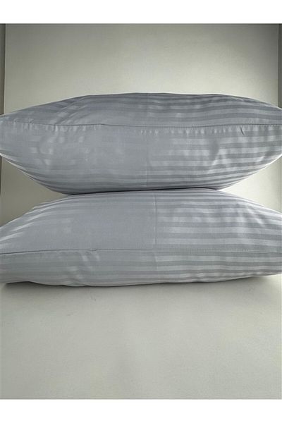Mrs.Gugar Striped Satin Light Gray 2 Pieces 50X70 Pillow Cases
