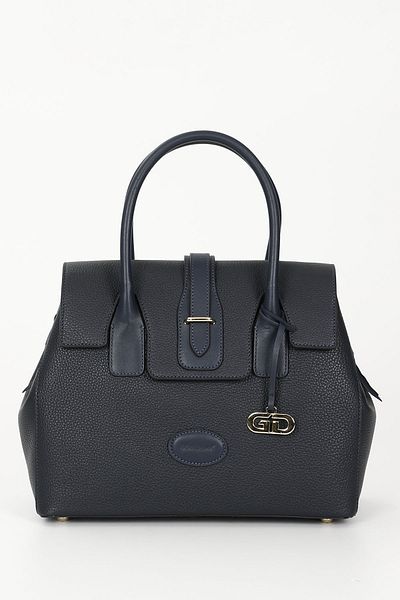 GÖNDERİ(R) DARK BLUE FLOTER Gön Platinum Genuine Leather Large Size Women's Shoulder and Hand Bag B8384