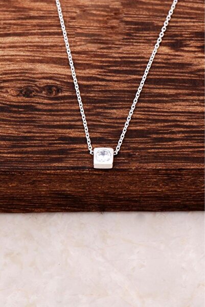 Sümer Telkari Tek Taş Tasarım Rodyumlu Gümüş Kolye 3039