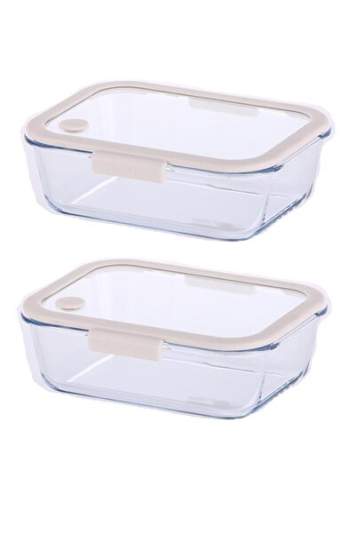 NEOFLAM Fika Glace Bej Vakumlu 2 Parça Saklama Kabı 1900 ML