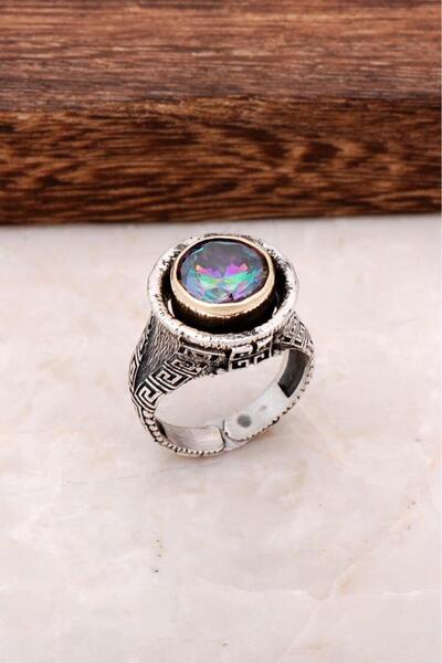 Sümer Telkari Mistik Topaz Taşlı Elişi Gümüş Tasarım Yüzük 2715