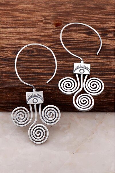 Sümer Telkari Dünya Temalı Elişi Tasarım Gümüş Küpe 4269