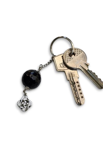 Pozitif Doğal Taş Black Onyx Stone Keychain 465-3