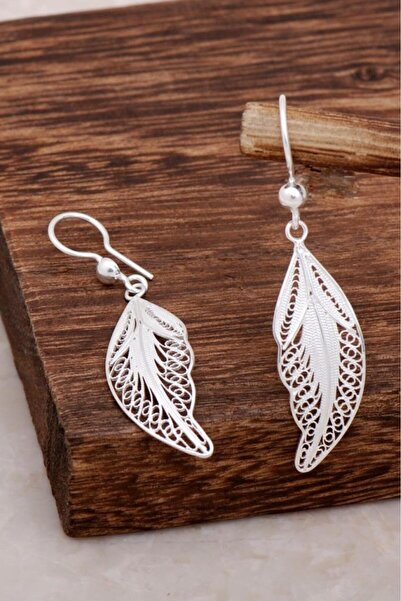 Sümer Telkari Yaprak Tasarım Telkari Gümüş Küpe 4619