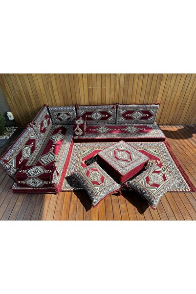 Kayra Export Şark Köşesi Takımı Konsepti Bordo Anadolu Modeli Koltuk Takımı S...