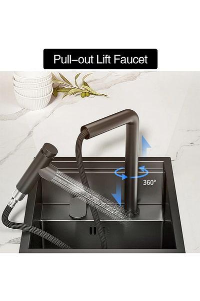 OEM Kitchen Sink Faucet with Window Front Elevator New System Matte Black