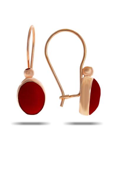 Sümer Telkari Mercan Taşlı Rose Gümüş Küpe 5526