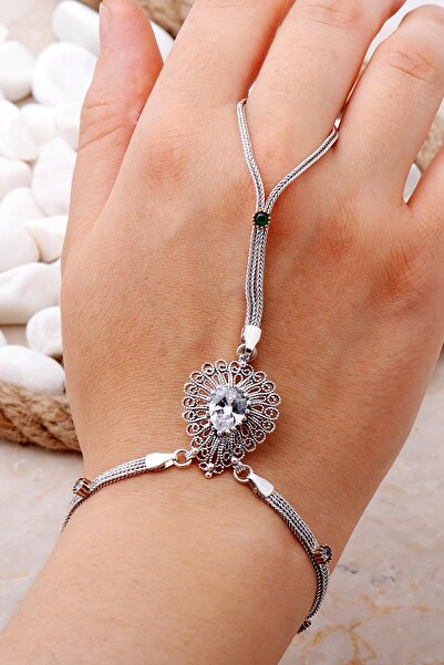 Sümer Telkari Zirkon Taşlı Telkari Elişi Gümüş Şahmeran 77