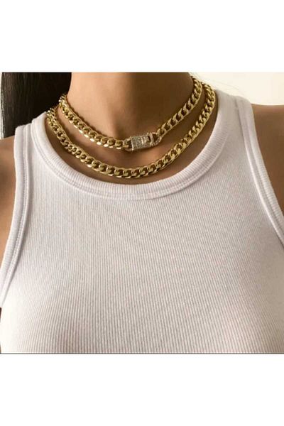 Bujiteri Adjustable Chain Necklace with 2 Thick Stones