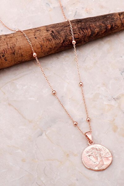 Sümer Telkari Rose Gümüş Dorissa Madalyon Kolye 6918