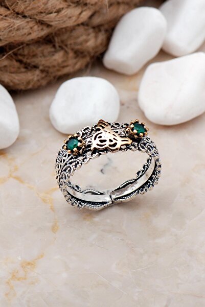 Sümer Telkari Osmanlı Tuğralı Telkari Elişi Gümüş Yüzük 19