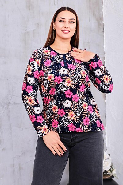 Siyezen Μπλούζα από σουέντ με φλοράλ σχέδιο σε μεγάλο μέγεθος