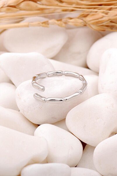 Sümer Telkari Bambu Rodyumlu Gümüş Tasarım Yüzük 3457