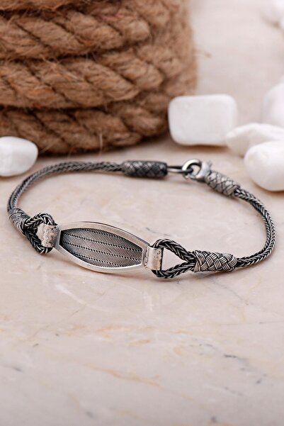 Sümer Telkari Trabzon Hasırı Kazaziye Işlemeli Gümüş Oksitli Bileklik 3889