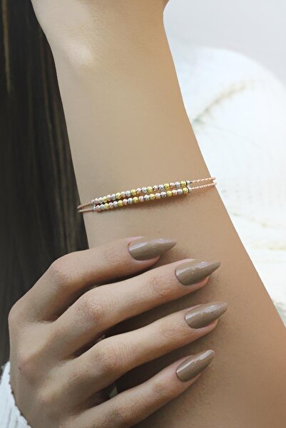 Sümer Telkari Dorissa Alrın Yaldızlı Rose Gümüş Bilezik 3511