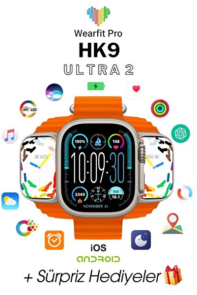 wearfit WEARFİT HK9 ULTRA 2  Akıllı Kol Saati  Model:inç 49mm AMOLED Ekran (GRİ)