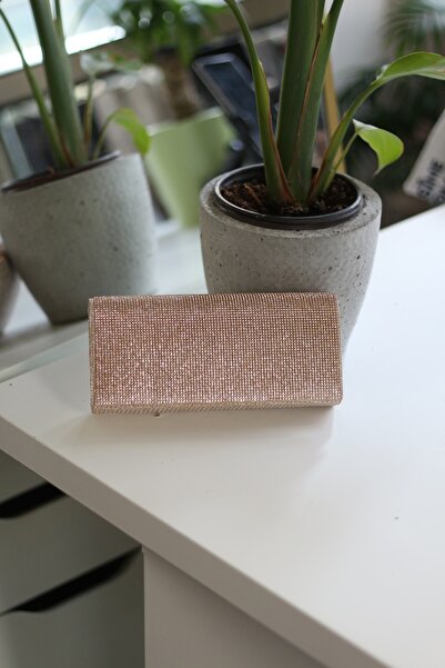 Moom Bag Women's Gold Stone Cover Detailed Chain Evening Shoulder Bag