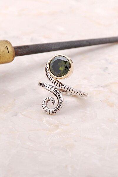 Sümer Telkari Peridot Tasarım Elişi Gümüş Yüzük 3017