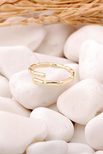 Sümer Telkari Bambu Altın Yaldızlı Gümüş Tasarım Yüzük 3459