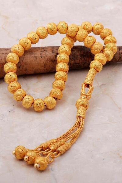 Sümer Telkari Kazaziye El Sarması Altın Yaldızlı Gümüş Tesbih 143