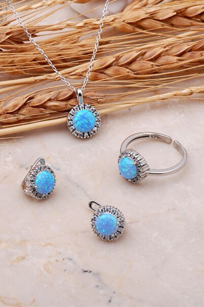 Sümer Telkari Opal Taşlı Gümüş Üçlü Set 2428