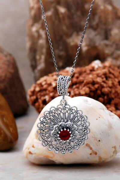 Sümer Telkari Telkari Işlemeli Taşlı Gümüş Kolye 6768