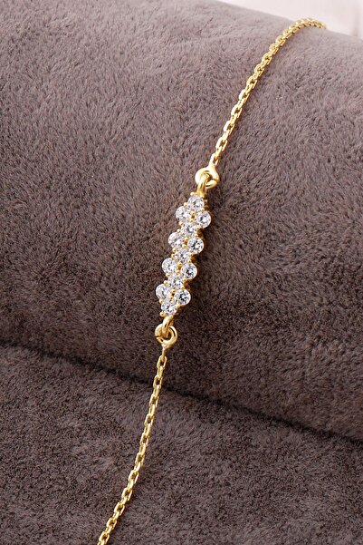 Sümer Telkari Sıra Taşlı Altın Yaldızlı Gümüş Bileklik 3970