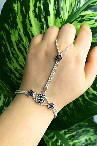 Sümer Telkari Hasır Örgü Şahmeran Gümüş Yüzüklü Bileklik 32