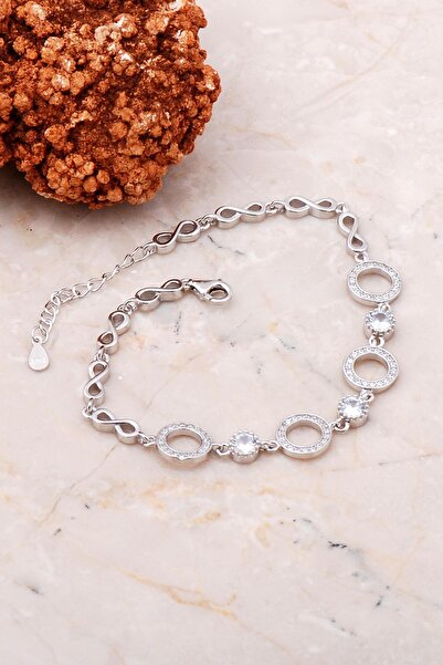 Sümer Telkari Halkalı Taşlı Gümüş Sonsuzluk Bileklik 3726