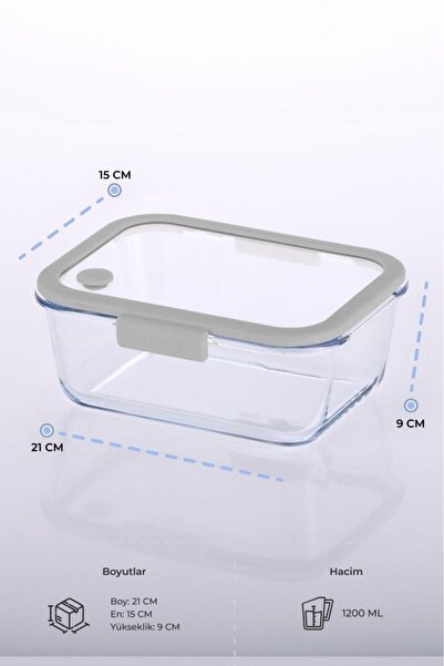 NEOFLAM Fika Glace Gri Vakumlu 2 Parça Saklama Kabı 1900 ML