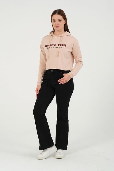 VALUE FASHION Hooded Crop Comfortable Fit Sweatshirt (with Beret Gift)