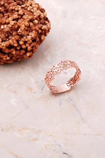 Sümer Telkari Rose Gümüş Tasarım Oyma Yüzük 3101