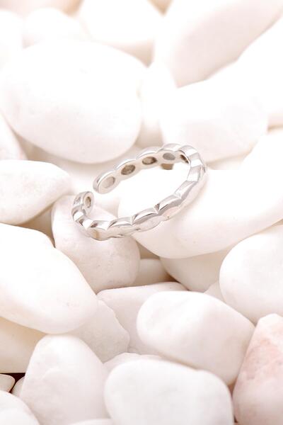 Sümer Telkari Dalgalı Rodyumlu Ince Gümüş Yüzük 3510