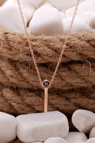 Sümer Telkari İ Harf Nazar Boncuklu Rose Gümüş Kolye 71