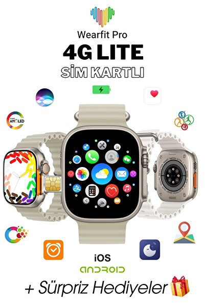 wearfit WEARFİT PRO 4G LİTE SİM KARTLI KAMERALI BTK KAYIT DİSTRİBİTÖR GARANTİ...