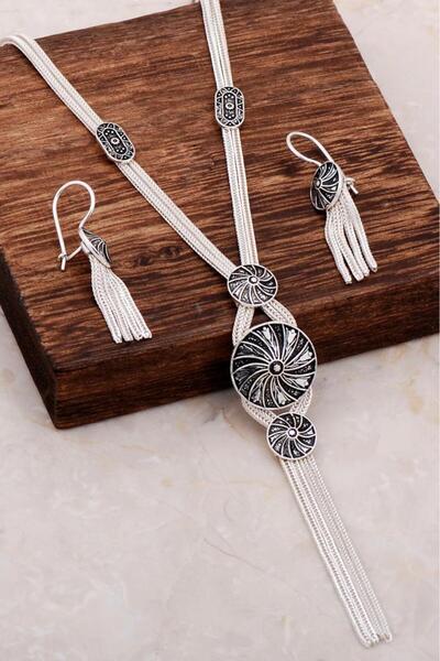 Sümer Telkari Midyat Hasırı El Örmesi Gümüş Set 2048