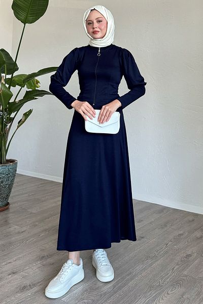 InStyle Fish Sleeve Navy Blue Skirt Suit
