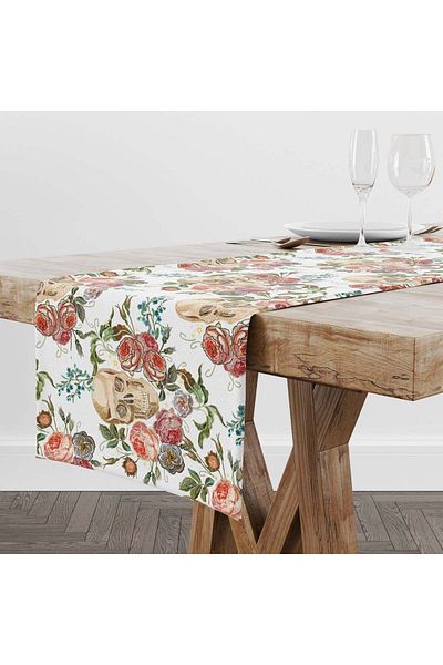 The Lucid Lab Roses & Skulls White Runner Cover