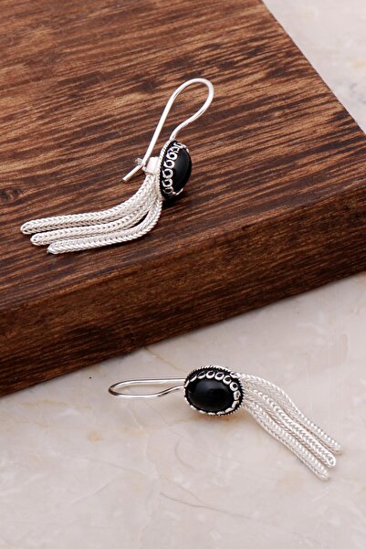 Sümer Telkari Onix Taşlı Sallantılı Elişi Gümüş Küpe 4919