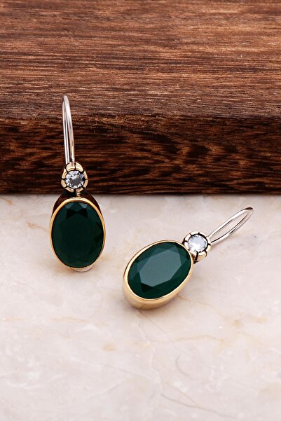 Sümer Telkari Zümrüt Elişi Tasarım Gümüş Küpe 4719