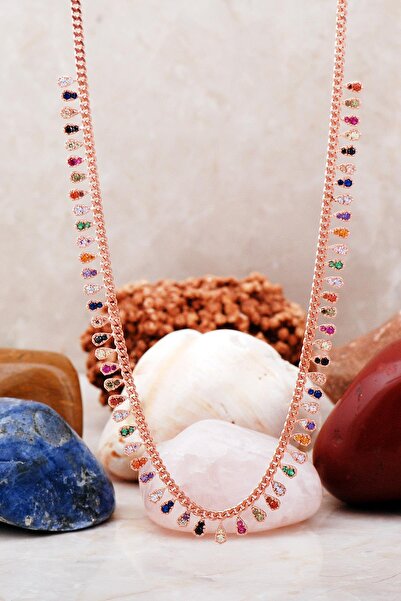 Sümer Telkari Mix Damla Rose Gümüş Choker Kolye 7220