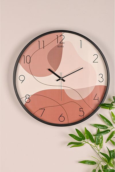 Muyika Design Muyika Pino Trella Black Metal Case Real Glass 47 cm Silent Mechanism Decorative Wall Clock Mds-47