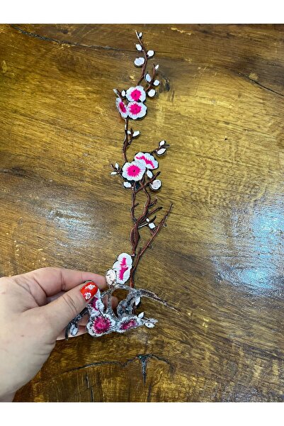 Gönülden Tasarım 41X11 CM Fuchsia izvezena cvetna aplikacija sa granama, lepl...
