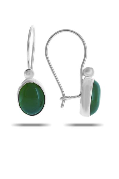 Sümer Telkari Yeşim Taşlı Rodyumlu Gümüş Küpe 5532