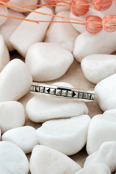 Sümer Telkari 4 Mm Markazit Taşlı Tamtur Gümüş Yüzük 2444